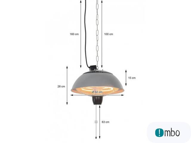 NOWA wisząca lampę grzewcza na podczerwień 1500W KO - 1